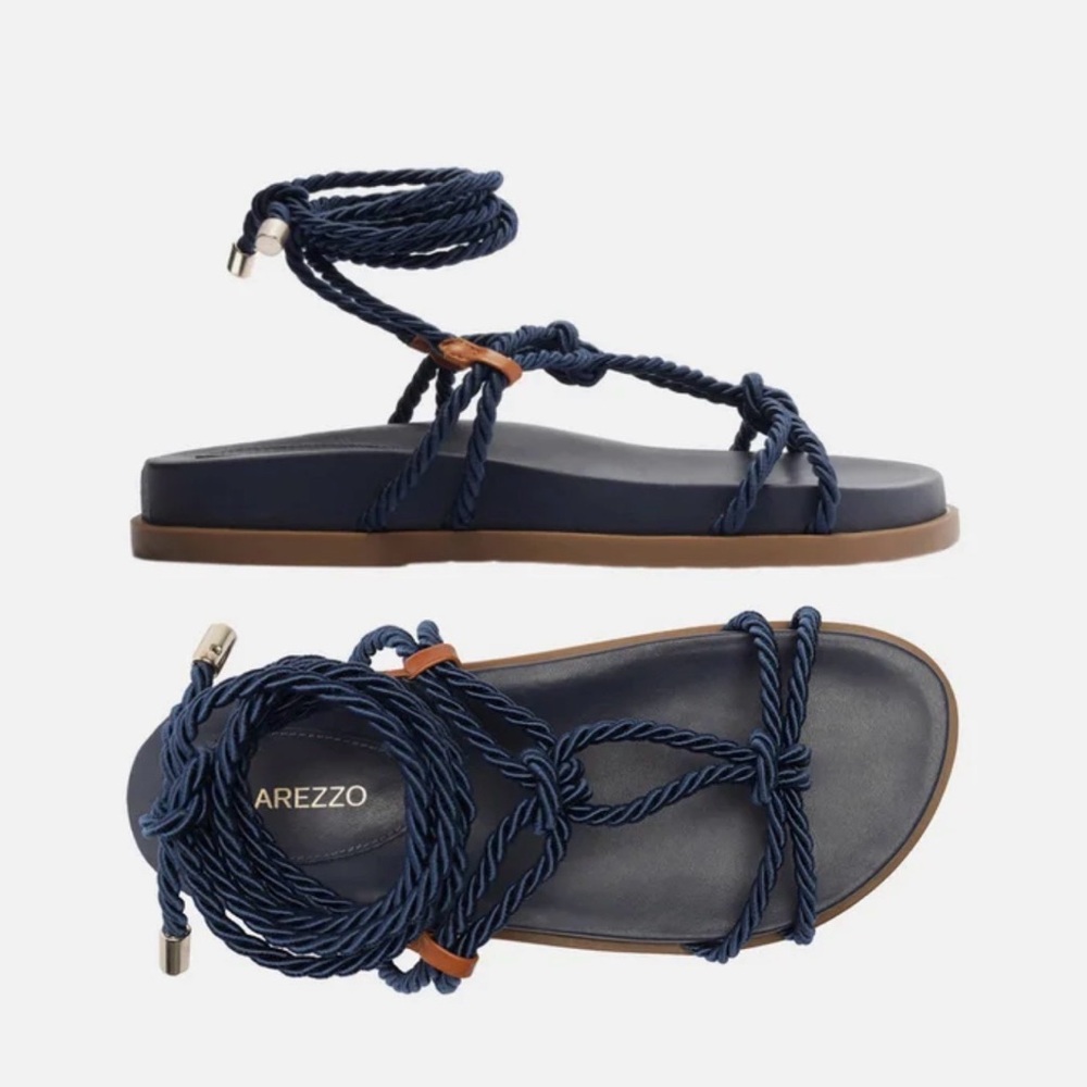 Arezzo Navy Rope Wrap Sandals